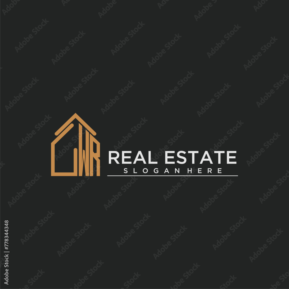 WR initial monogram logo for real estate design