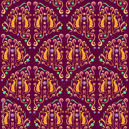 Wheat pattern for the design of packaging for flour and baked goods, vector seamless pattern, for wrappers, for packing, for design in the food industry, on colored background