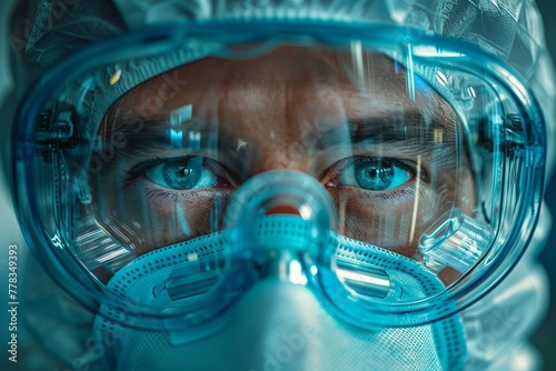 Doctor in protective mask on medical office, medical concept photo
