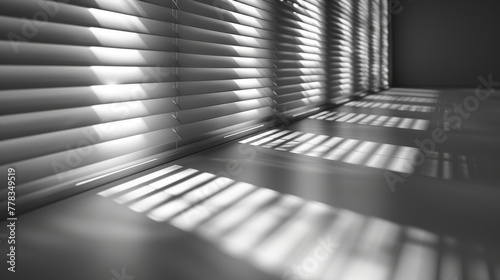 Shadow blinds with light from window isolated on transparent background. Overlay effect. Shade jalousies. Shadow reflected on walls. Reflecting light. Modern illustration.