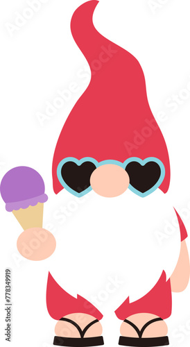Summer gnome vector. isolated Beach gnome.           