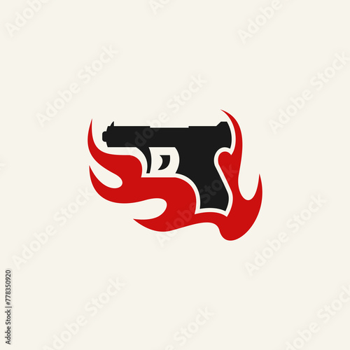 Fire gun logo design vector