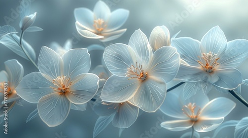 Floral background with translucent flowers © Nataliia