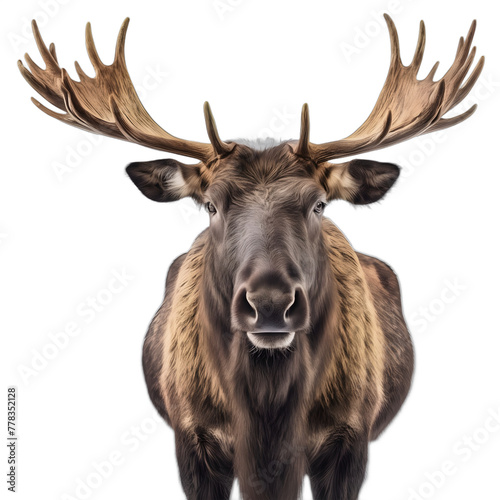 moose isolated on transparent background, png transparent background, closeup