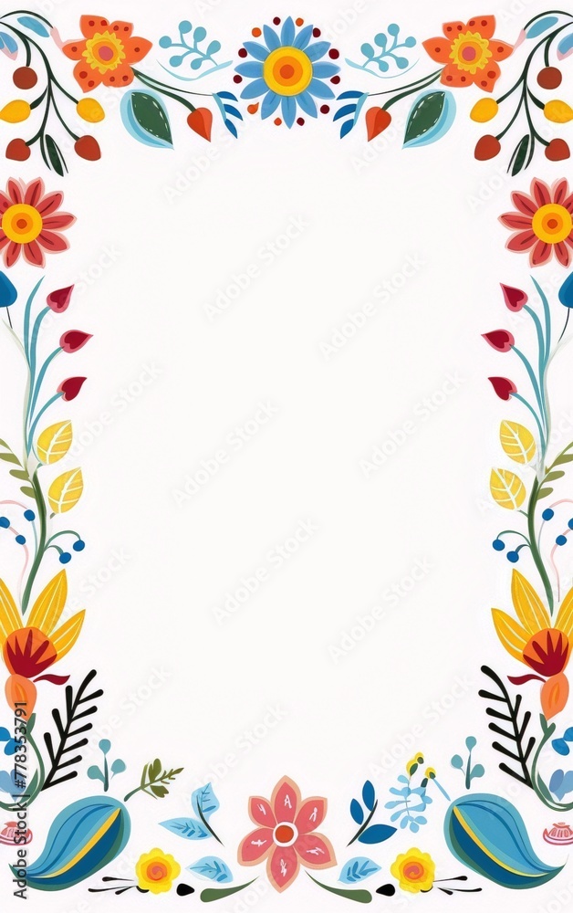 Vibrant floral frame in orange and blue evokes a cheerful and festive mood perfect for spring celebrations.
Vibrant floral frame in orange and blue evokes a cheerful and festive mood perfect for spring celebrations.