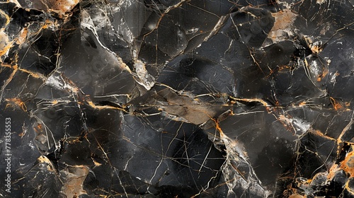 Black natural marble with a glossy finish, highlighting the elegant patterns for wall and floor tiles