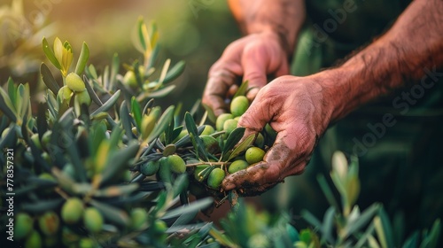 Man Holding Bunch of Green Olives