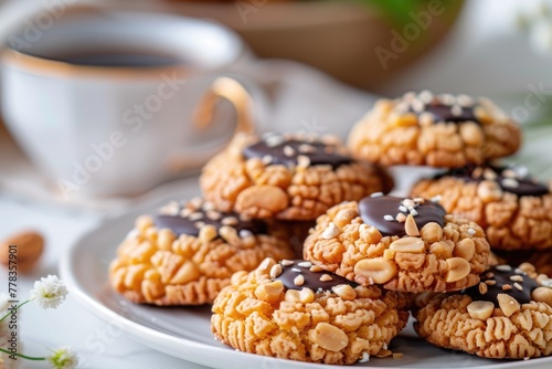 Kukis kacang coklat. Chocolate peanut cookies. Indonesian eid cookies kue lebaran photo