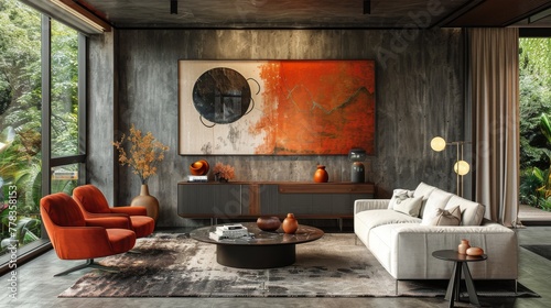 Living Room With Furniture and Painting