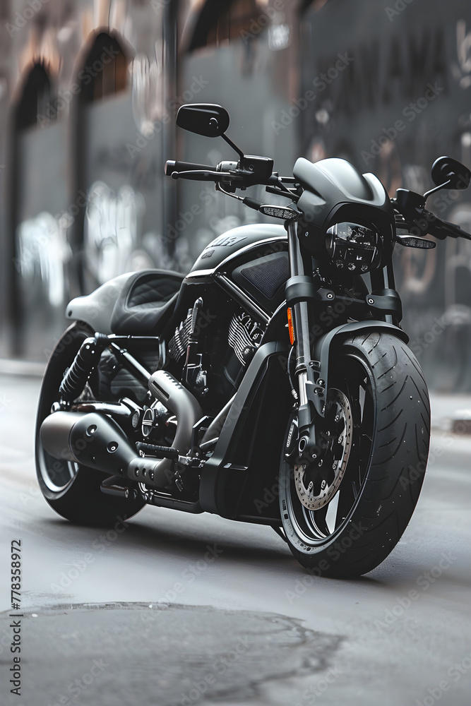 Stunning Display of Power and Design: The Urban Warrior Motorbike in a Cityscape