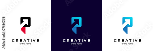 p logo with arrow concept, arrow letter logo