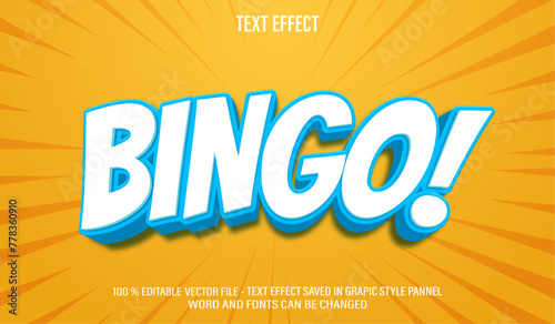 Bingo 3d editable text effect style