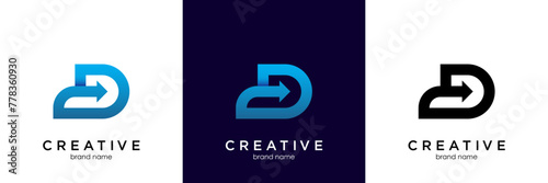 Initial D Arrow Logo. letter D with arrow inside. usable for logistic, finance and company logos, vector illustration