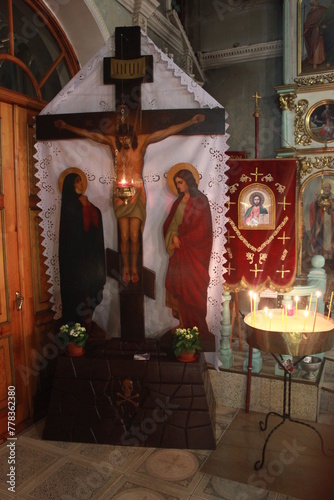 Icon of the crucifixion of Jesus Christ in the church