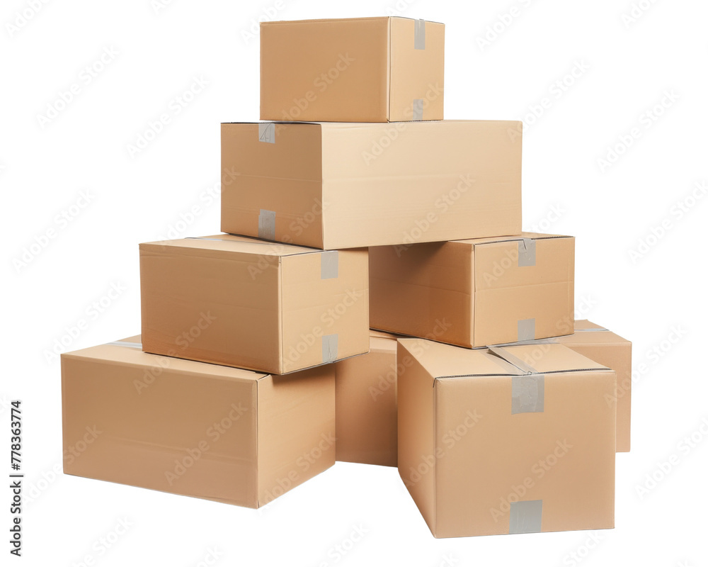 Pile cardboard isolated on transparent background, realistic png element.