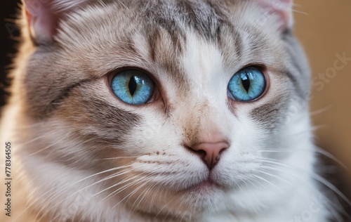 Velvet Look - Silky White Cat Entrancing with Deep Blue Eyes