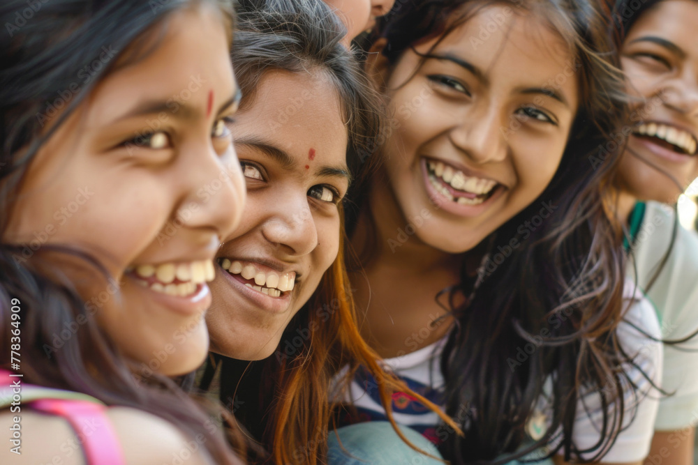 Portrait of a group of smiling Indian little girls at the beach
Portrait of a group of smiling Indian little girls at the beach