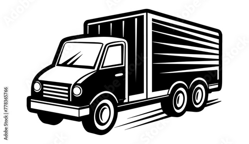 Fast shipping delivery truck flat icon for apps and websites