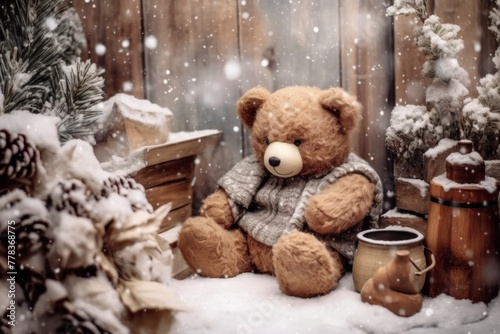 Cozy Christmas Scene. A Teddy Bear's Winter Wonderland   © Pixel Alchemy