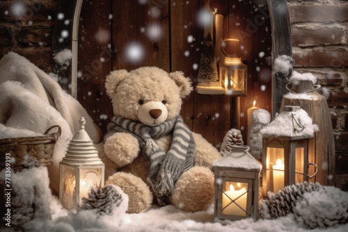 Cozy Christmas Scene. A Teddy Bear's Winter Wonderland   © Pixel Alchemy