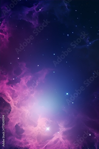 Interstellar space ,stars and dust in vivid purples and blues colors with painterly quality.