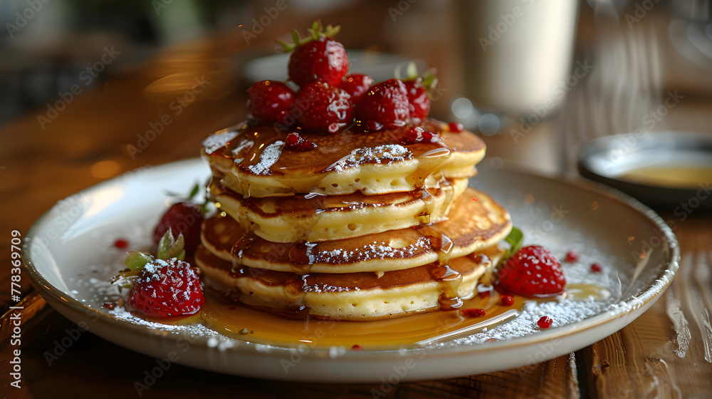 Pancake on Decorated Table Pancake on Decorated Table