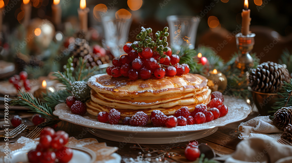 Pancake on Decorated Table