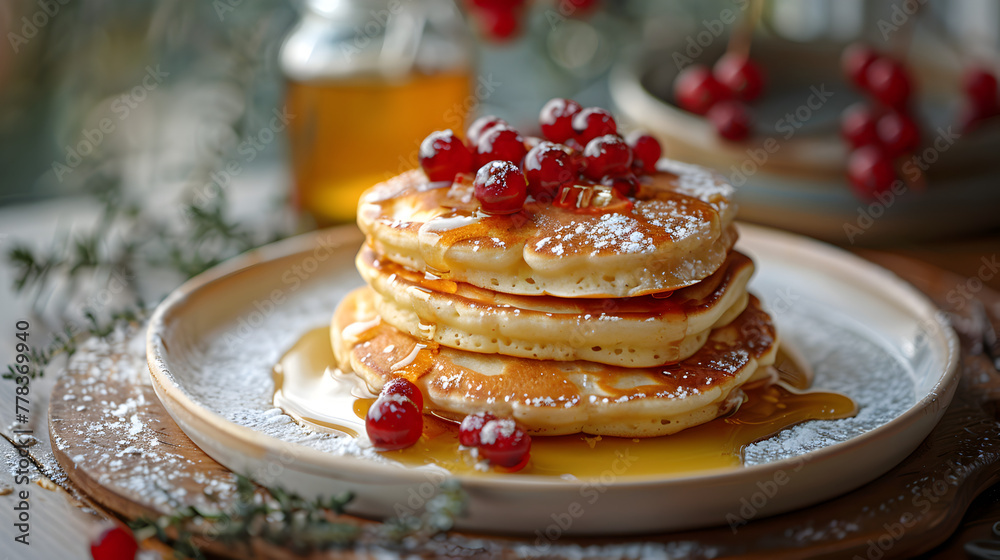 Pancake on Decorated Table Pancake on Decorated Table