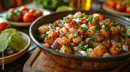 Peruvian Ceviche on Decorated Table