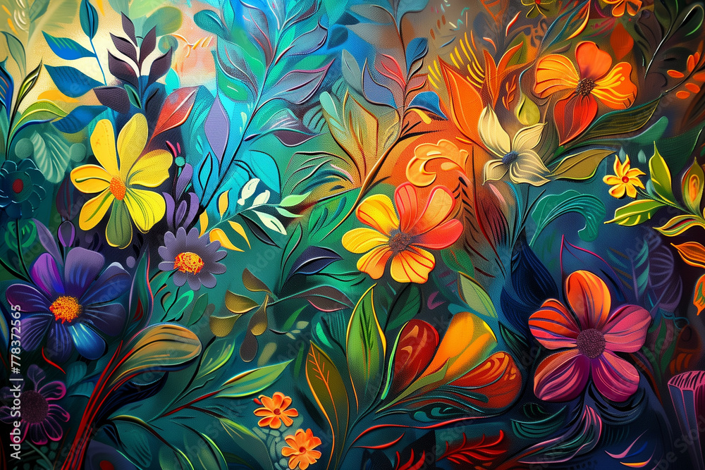 Abstract art. Flowers, plants, golden grain perfect for wallpaper, cards and posters. Oil on canvas, modern expression Abstract art. Flowers, plants, golden grain perfect for wallpaper, cards and posters. Oil on canvas, modern expression