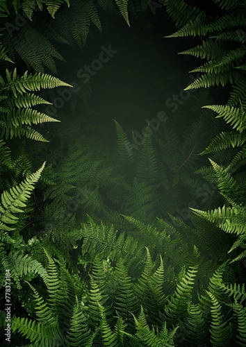 lush green ferns frame the dark background in this nature photography of a forest floor