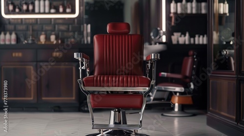 Classic barber chair with vintage style, perfect for any barbershop looking to add a touch of nostalgia to their space.