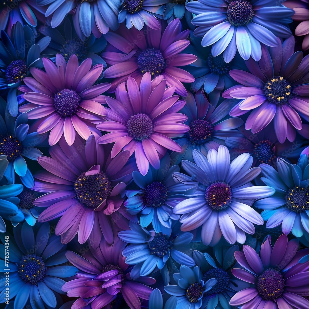 Purple and Blue Flowers in a Bouquet.