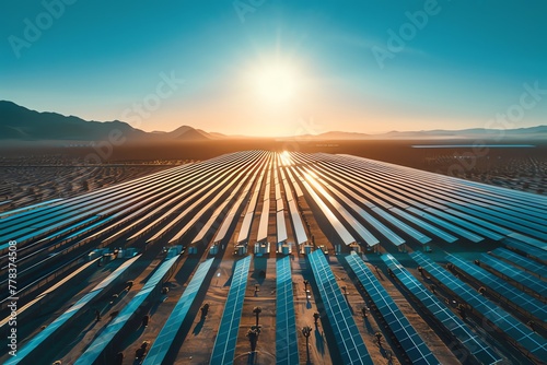 Aerial view of solar power station
