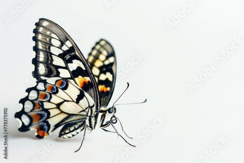 Magnificent butterfly, macro, isolated on white backdrop. Generative Ai © MinixT