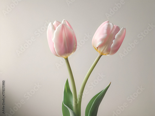 Minimalist Muse: Solo Light Pink Tulip in a Dreamy Spring Setting. generative AI