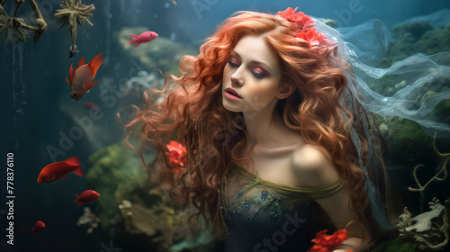 mermaid in the water portrait of a woman underwater beauty