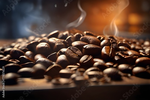 coffee beans on black background. Generated AI