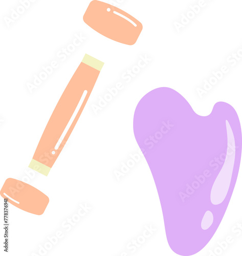 Skincare routine products, gua sha and jade roller