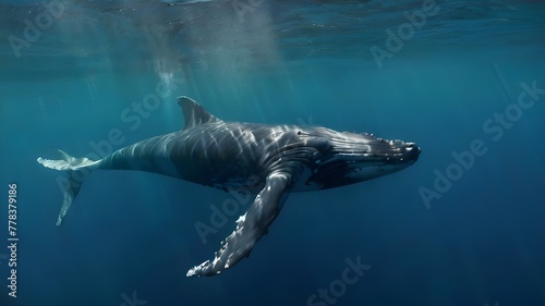 Underwater view of whale photo