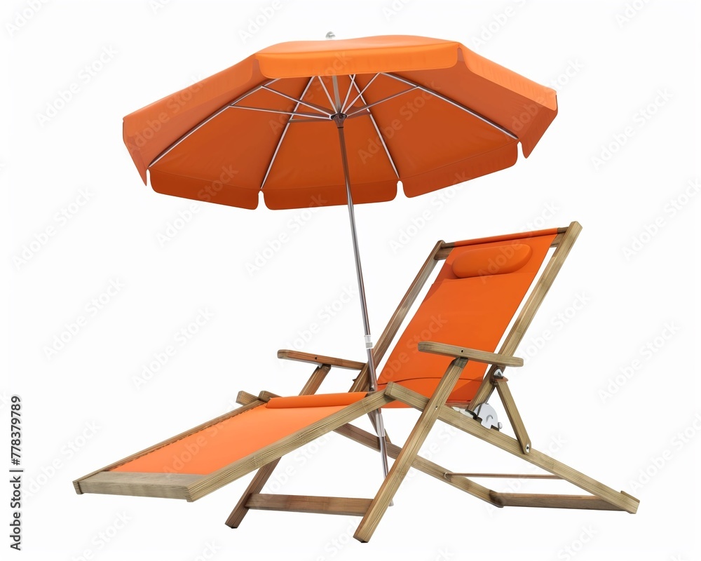Beach chair clipart with an attached umbrella.