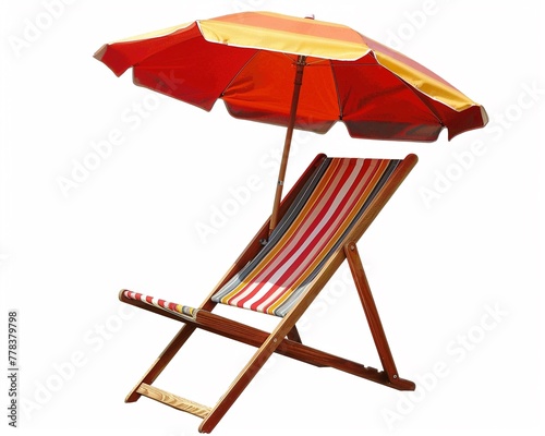 Beach chair clipart with an attached umbrella.
