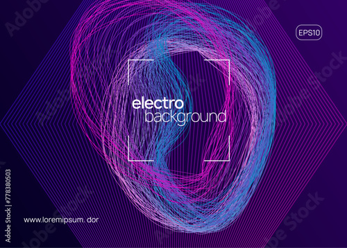 Dj Design. Electro Invite. Soundwave Audio Illustration. Pink Night Club Background. Techno Trance Template. Violet Music Banner. Discotheque Set. Green Dj Design