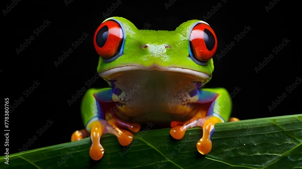 Obraz premium Red Eyed Tree Frog Agalychnis Callidryas on a Leaf wit