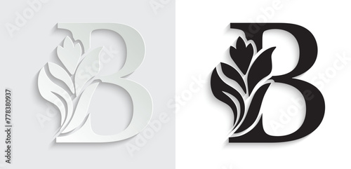 letter B. flower letters. Vintage ornament initial Alphabet. Logo vector	
