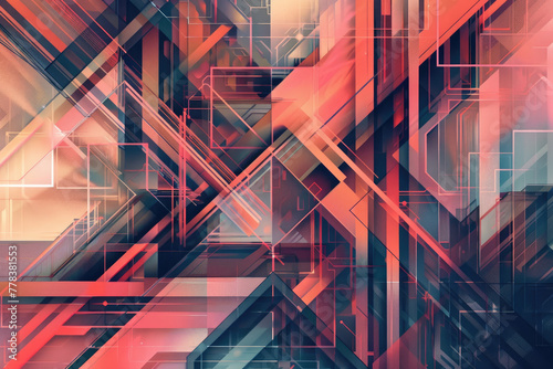 Craft an abstract geometric pattern reminiscent of futuristic cityscapes