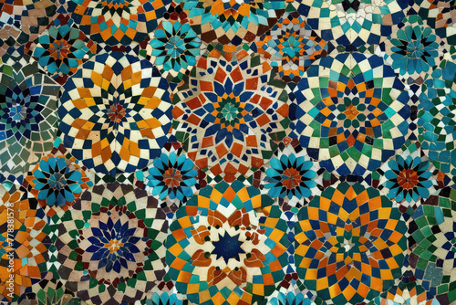 Create an ethnic and cultural pattern influenced by the intricate motifs of Moroccan tile work © Mongkol