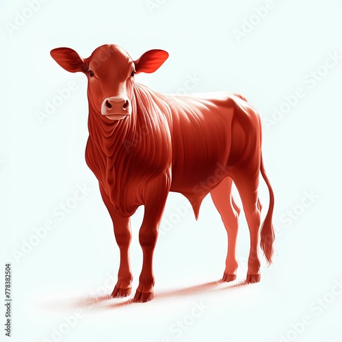 Red Heifer Generated with AI on a plain background