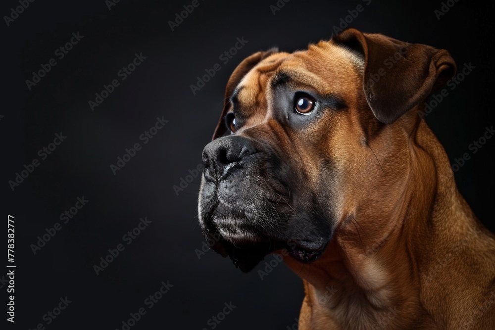 Exquisite studio portrait of a boerboel, showcasing breed's unique features