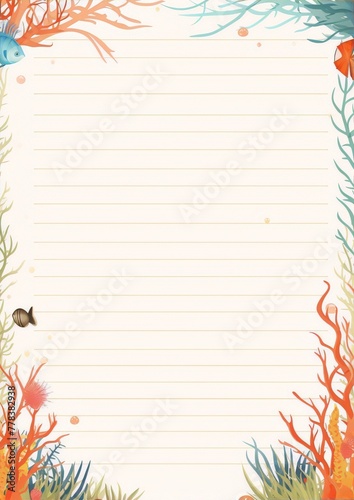 Underwater life coral reef peixes peixes lined paper background photo